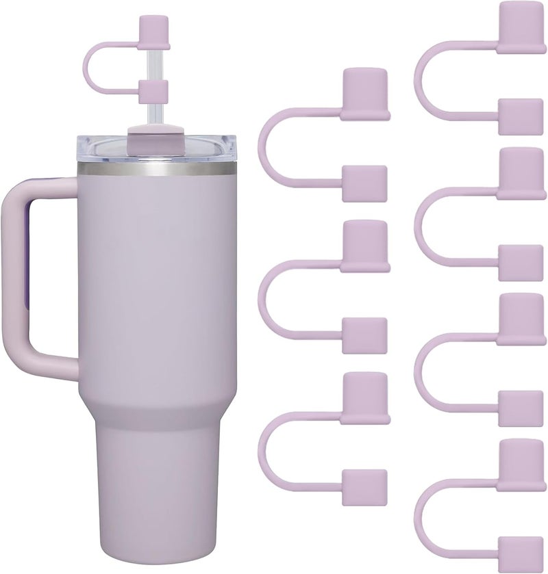 GGDECA 7Pcs Straw Cover Cap for Stanley Cup,Simple 10mm(0.4inch) Silicone Straw Toppers for Stanley 40&30oz Tumbler Accessories-Purple - Image 1